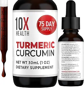 10X Health Turmeric Curcumin Supplement with Vitamin D3 & B12-30mL Υψηλή απορρόφηση Turmeric Supplement for Joint Supplements for Women, Immunity & Heart Health - Curcuma, Curcumin Συμπληρώματα