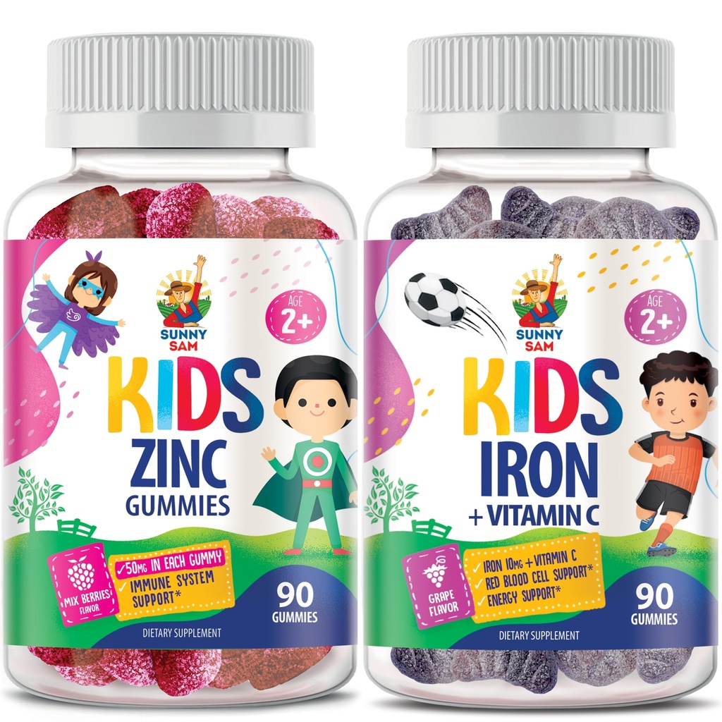 Çocuklar ve çinko Gummies için Demir Gummies. Immune Support için Vitamin C. çinko Chewable Gummy ile demirler - Çocuklar için Güçlü Doğal Antioksi Non-GMO Supplement
