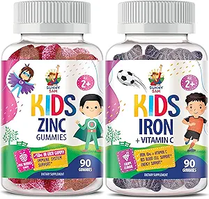 Iron Gummies για παιδιά & ψευδάργυρος Gummies για παιδιά. Βιταμίνες σιδήρου με βιταμίνη C. Ψευδάργυρος Μασώμενη Gummy για την υποστήριξη του ανοσοποιητικού - Ισχυρό Φυσικό Αντιοξειδωτικό Μη ΓΤΟ συμπλήρωμα για τα παιδιά άνδρες Γυναίκα Ενήλικες