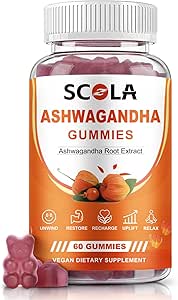 Ashwagandha Gummies, Calm Gummies with Ashwagandha Root Extract Vitamin D Zinc, Ashwagandha Supplement for Sleep Stress Balance, Vegan, Non-GMO, Gluten-Free, 60 Count