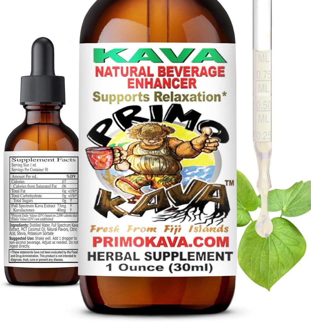 Kava Drops | Su ► Kava Ekstraksiyon | Yoğun Tincture İçecek Yenir | Fiji'den Gerçek Kava, 40 mg Kavalactones | 1oz