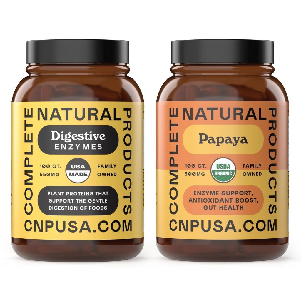Doğal Ürünler Organik Papaya Enzymes 100 Capsules & Digestive Enzymes 100 Capsules Sche