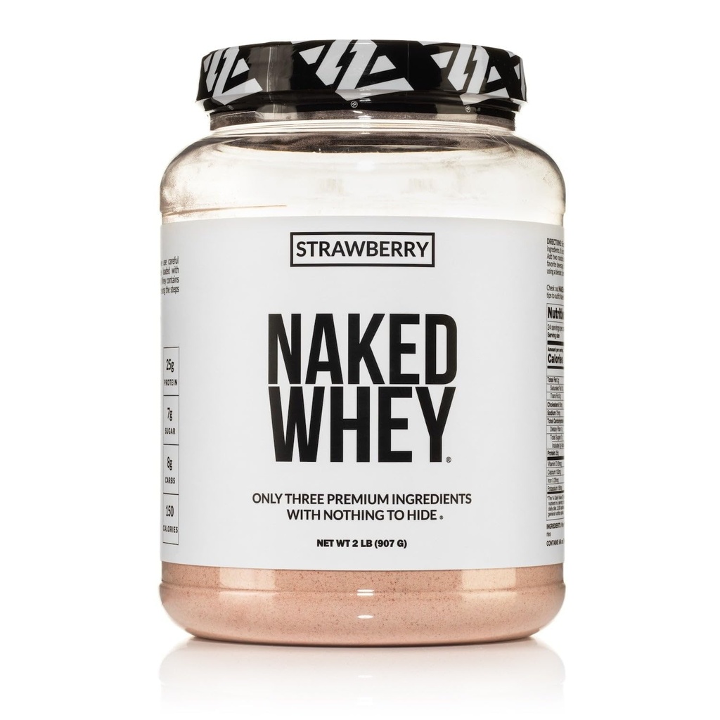 NAKED φράουλα σκόνη πρωτεΐνης Whey, μόνο 3 συστατικά, 25g χόρτο Whey πρωτεΐνη σκόνη, βοήθεια μυϊκή ανάπτυξη & ανάκτηση - 24 εξυπηρετούν