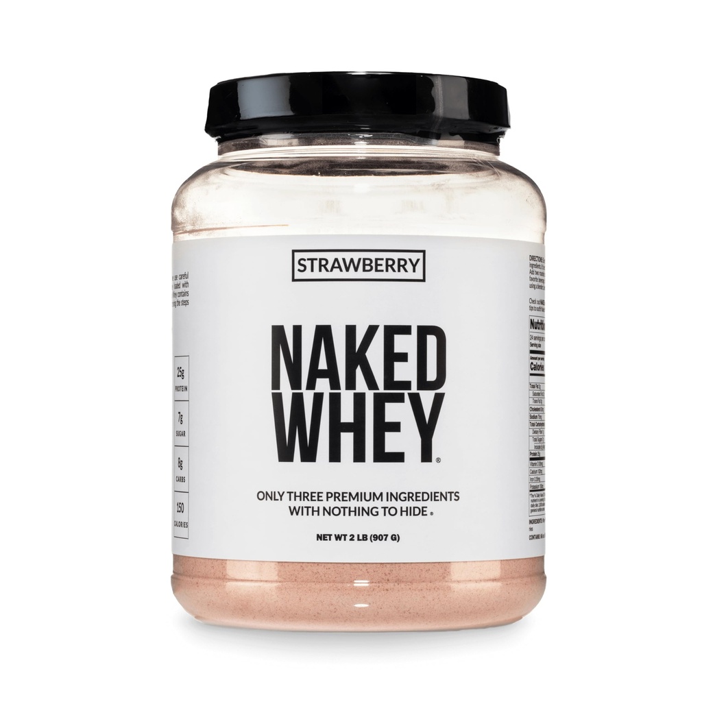 NAKED Strawberry Whey Protein Toz, Sadece 3 Malzemeler, 25g Grass Fed Whey Protein Tozu, Yardım Kas Büyüme ve Kurtarma - 24 Hizmet