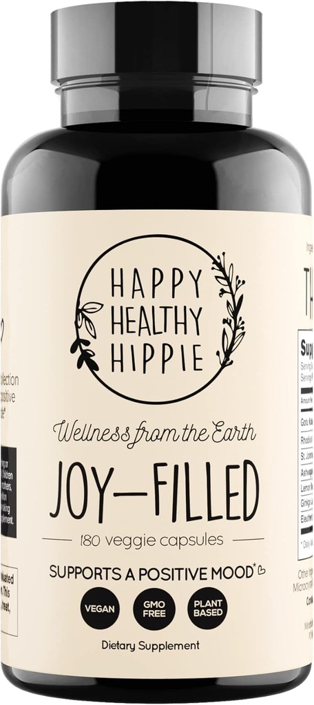 Joy-Filled Mood Support Supplement - 7 Herb Kompleksi w/St. Johns Wort (180 Ct) | Rhodiola Rosea, Eleuthero, Ashwagandha | Stres Yardımı – Calm The Mind & Body | 100% Plant-Based Happy Pills