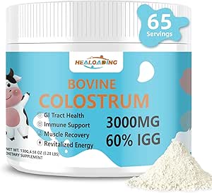 Bovine Colostrum Supplement Toz: Saf Tüm Bovine Colostrum Immunoglobulins ve Nutrients for Immune Support and Gut Health, Easy to Mix in Water or Smoothies