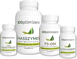 BiOptimizers - Essential Digestive Enzymes Bundle - P3-OM - Gluten Guardian - MassZymes - HCL Breakthrough - Doctor-Formulated (550 Κάψουλες)