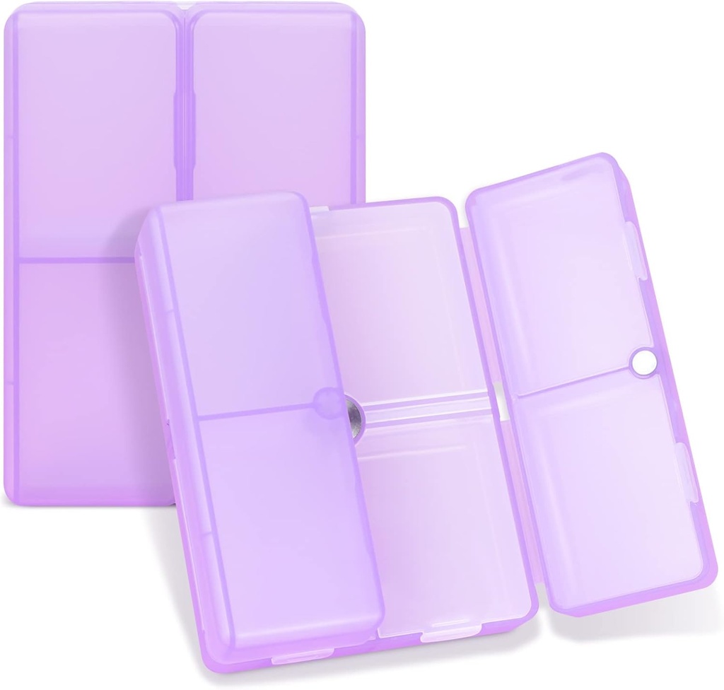 FYY Daily Pill Organizer, 7 Karşılaştırmalar Portreatif Pill Case Travel Pill Organizer, [Folding Design] Pill Box for Purse Pocket to Hold Vitamins,Cod Liver Oil,Supplements and Drug-Clear Purple