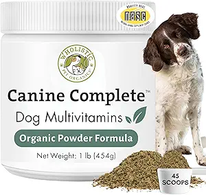 Wholistic Pet Organics Canine Complete - Dog Multivitamin Toz - 1 Lb - Günlük Köpek Vitaminleri ve Ev Yemekleri için Tamamlar - Immune System, Skin, Coat & Genel Sağlık - Küçük ve Büyük Breed