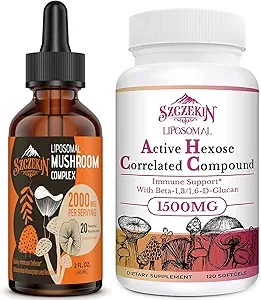 1500 MG Liposomal Active Hexose Cor related Supplement 120 SoftGels Sche with 2000 MG Liposomal Mushroom Kompleks Drops 30 Servisler