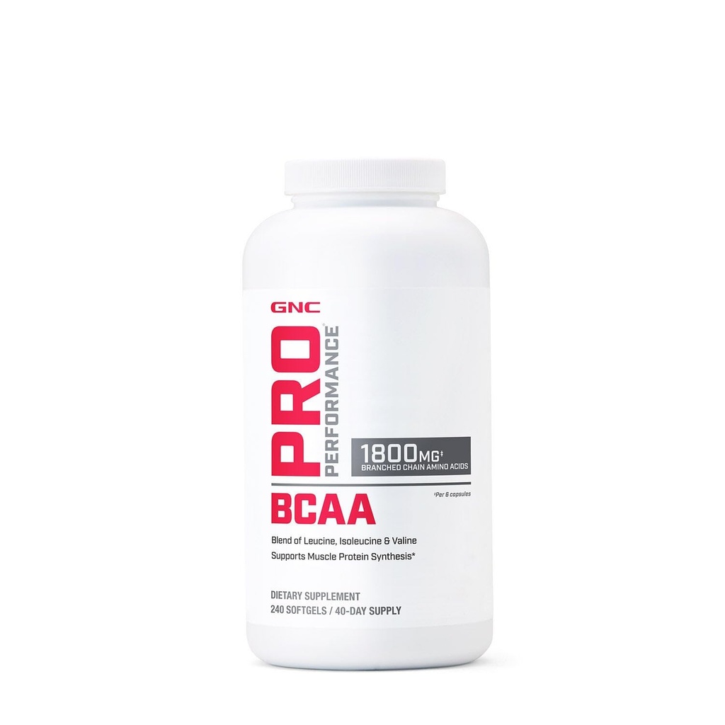 GNC Pro Performans BCAA 1.8g, 3. Parti Erkekler ve Kadınlar için Tamamlandı, Kanlı Zincir Amino Asitler, Kas Protein Synthesis, 240 Softgels, 40 SVG