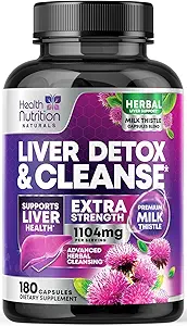 Gentle Liver Cleanse Detox & Beauty Formula - Advanced Liver Support Supplement with Silymarin Milk Thistle, Dandelion Root, Artichoke Extract, Turmeric, Choline, & Beetroot - 180 Veggie Capsules