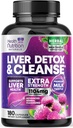 Gentle Liver Cleanse Detox & Beauty Formula - Advanced Liver Support Supplement with Silymarin Milk Thistle, Dandelion Root, Artichoke Extract, Turmeric, Choline, & Beetroot - 180 Veggie Capsules