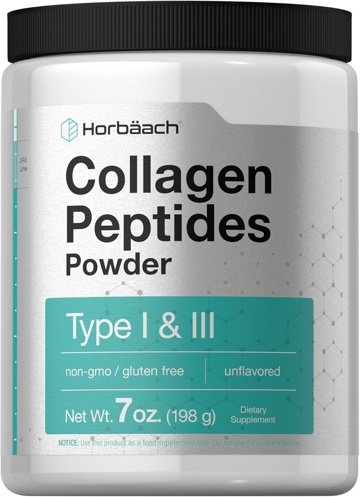 Horbäach Collagen Powder Toz 7oz | Tip I ve III | Unflavored Multi Collagen Protein ve Amino Asits | Gluten Free, Keto & Paleo Friendly