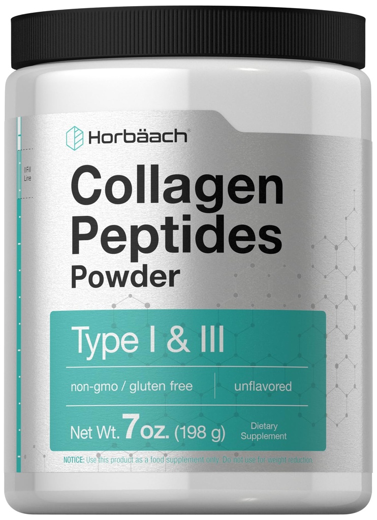 Horbäach Collagen Powder Toz 7oz | Tip I ve III | Unflavored Multi Collagen Protein ve Amino Asits | Gluten Free, Keto & Paleo Friendly