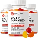 IRestore Hair G Vitaminummys, Vegan Biotin Gummies for Hair Skin and Nails, Saç Büyüme Kadınlar ve Erkekler için Saç Büyümeleri, Biotin 10.000