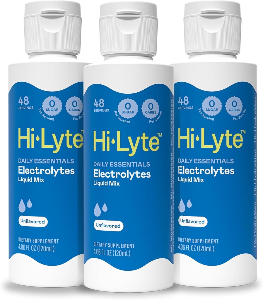 Hi-Lyte Daily Essentials Electrolytes Liquid Mix Unflavored, 144 Hizmet