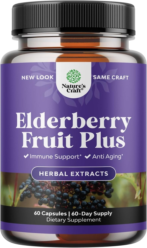 Black Elderberry Capsules Antioxy Supplement - Elder Immune Support Skin Supplement with Skin Vitamins and Sambucus Extract - Immune System Support