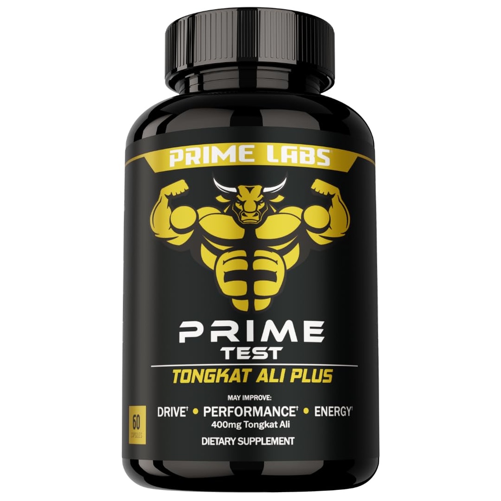 Prime Labs Tongkat Ali for Men - Plus Organic Black Maca Root and Tribulus Terrestris - Performans, Yaşam, Enerji - 60 Kont