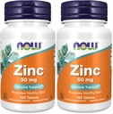 NOW Συμπληρώματα διατροφής, Ψευδάργυρος (Zinc Gluconate) 50 mg, Υποστηρίζει τις λειτουργίες ενζύμων *, Ανοσολογική Υποστήριξη *, 100 δισκία (Pack of 2)