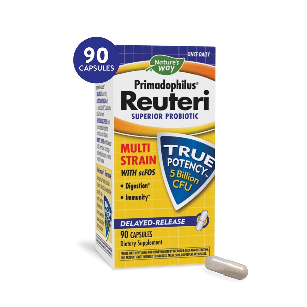 Nature's Way Primadophilus Reuteri Probiotics, 5 Billion CFU, 90 Capsules