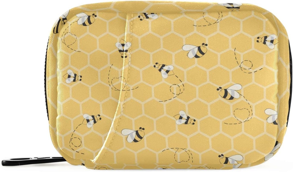 Yellow Bee Honeycomb Pill Organizer περίπτωση 7 ημερών ταξίδι κουτί χάπια με Zipper φορητό εβδομαδιαίο συμπλήρωμα βιταμίνης Κάτοχος τσάντας