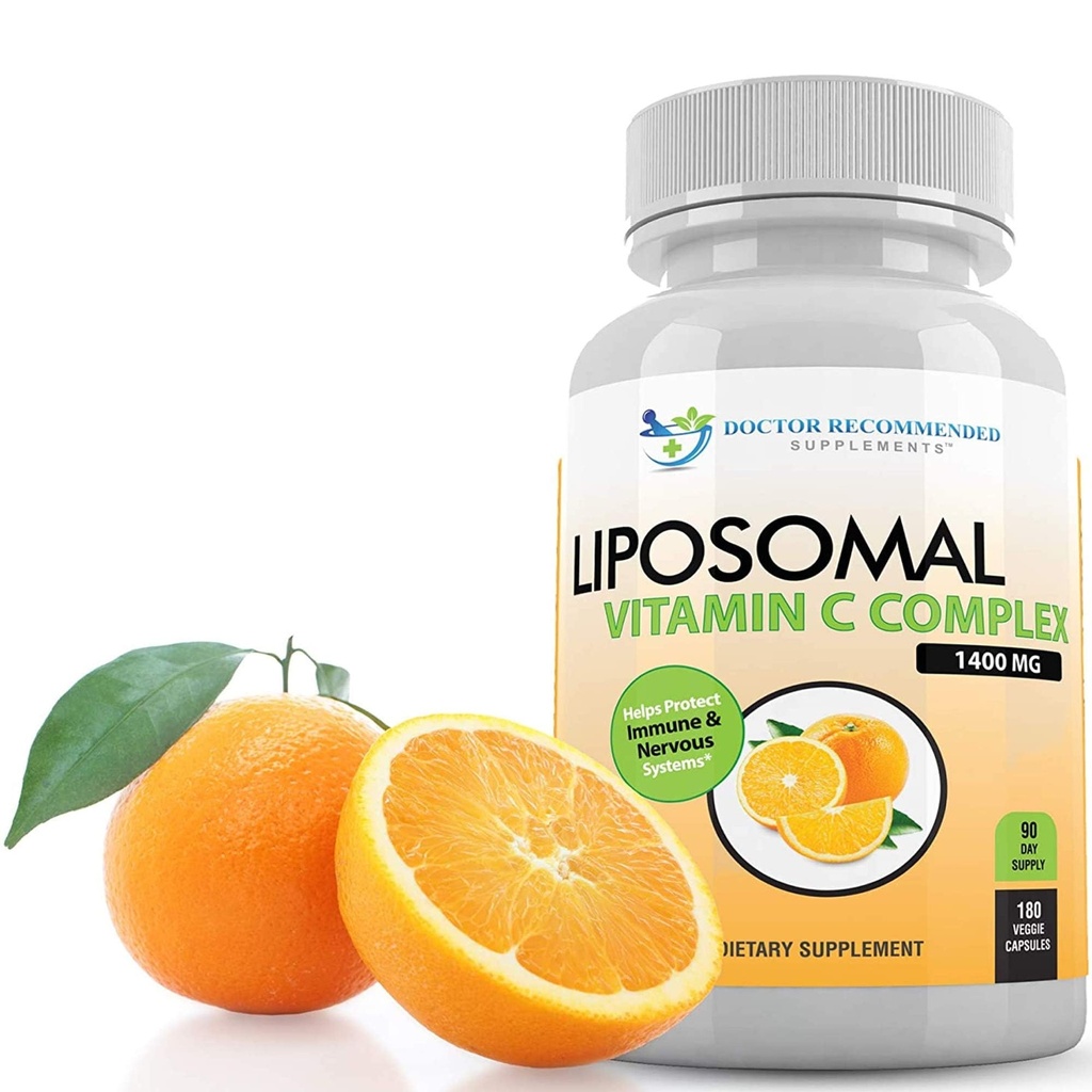 Liposomal Vitamin C 1400mg Per Servis - 180 Veggie Capsules High Abxia Ascorbici, Lypo-Spheric C Kompleks Immune Support Supplement with Powerful Antioksis and Collagen ATM