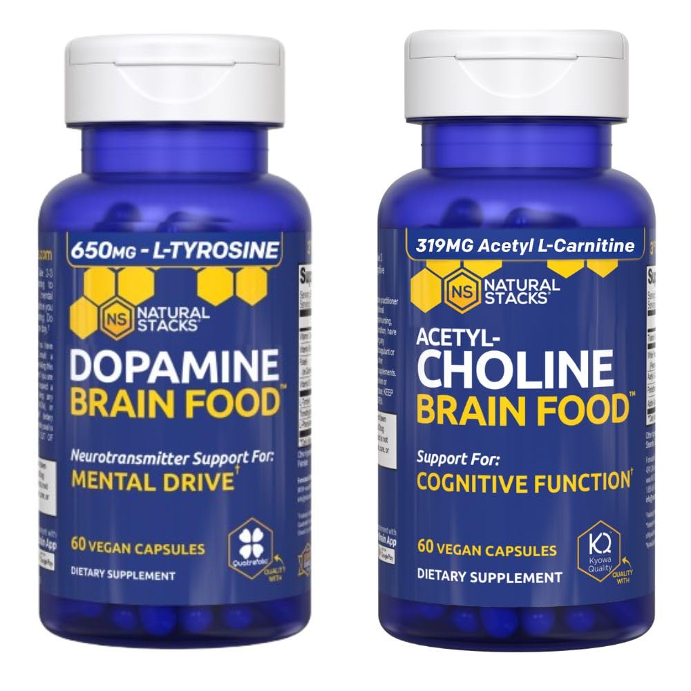 NATURAL STACKS Dopamine & Acetylcholine Brain Food Sche - Supports mental Drive and Cognitive Function* - 120 Total Capsules