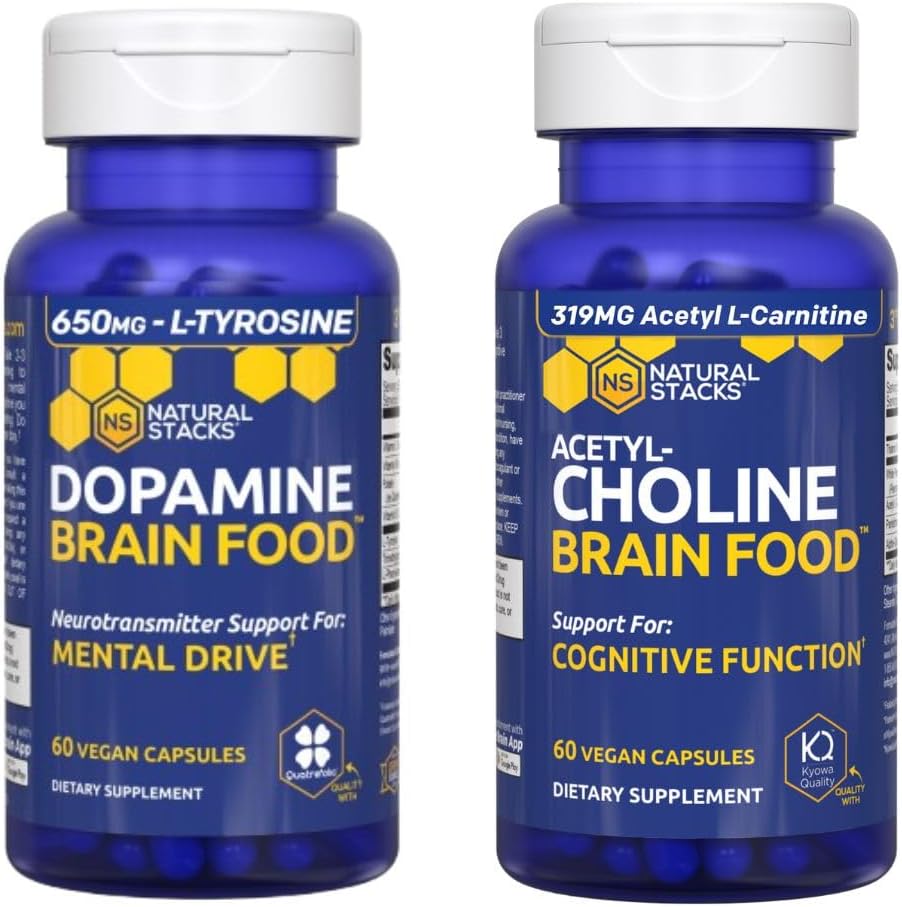 NATURAL STACKS Dopamine & Acetylcholine Brain Food Sche - Supports mental Drive and Cognitive Function* - 120 Total Capsules