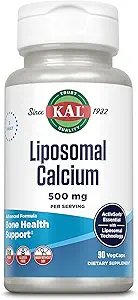 KAL Λιποσωμικό ασβέστιο 500 mg, συμπλήρωμα ασβεστίου υψηλής απορρόφησης, βασική υποστήριξη ασβεστίου, Vegan, χωρίς γλουτένη, χωρίς σόγια, 30 υπηρεσίες, 90 VegCaps