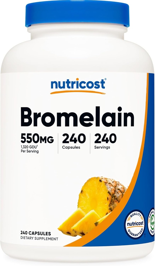 Nutricost Bromelain Capsules (240 Capsules) - 550 MG In Service, Vegan, Non-GMO, GMP Compliant
