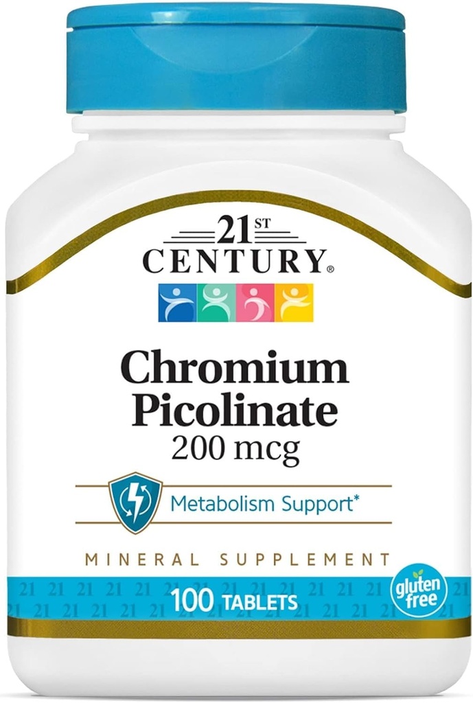 21. Yüzyıl Kromium Picolinate 200 mcg 100 Tabs