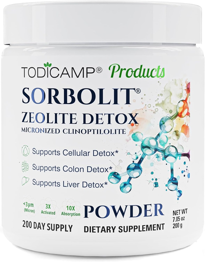 Sorbolit Zeolite Detox - 7.05 Oz Zeolite Toz Supplement for Full Body Detox - Gut Cleanse, Hücreler Liver Detox | 200 Gün Supply