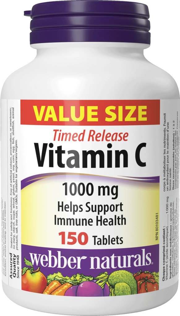 Webber Naturals Vitamin C Timed Release 1000 mg, 150 sekme