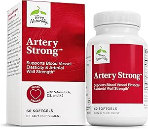 Terry Natural Artery Güçlü - Cardio Health & Vascular Elasticity and Strength Support - Cardiovascular Support Supplement with Vitamins A & D3 - Aids Blood Manuality - 60 Softgels