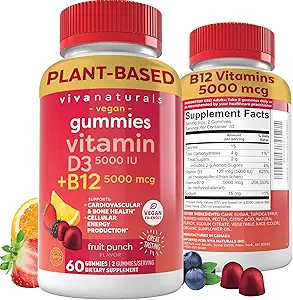 Yetişkinler için B12 Vitamin D3 5000 IU Vitamini - Kadınlar için 5000 MCG Gummies, D ve B12 Gummy Vitamin D