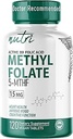 Nature's Fusions Nutri 5-MTHF L Methylfolate 15MG - 4 Month Supply, 120 Vegan Tablets - Methylated Folate Supplement - Cognitive Function, Heart Health, Prenatal Support - Methylated Folic Acid