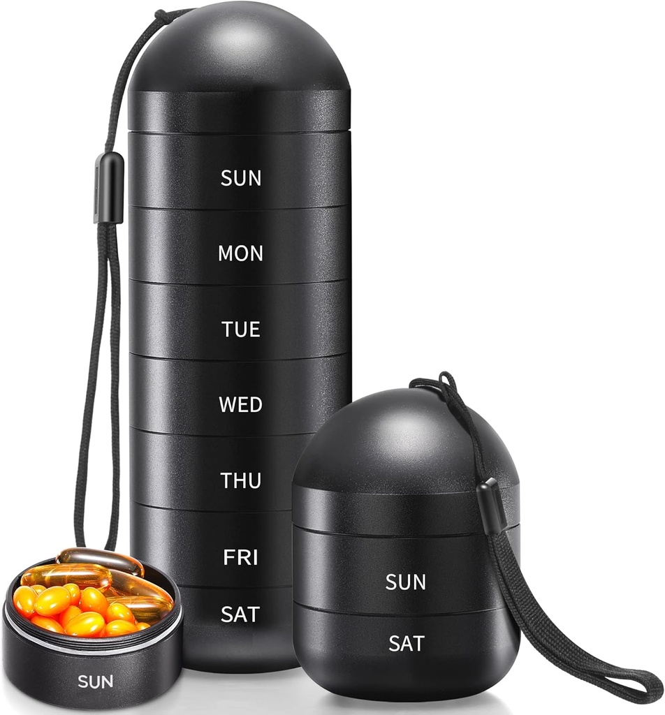 Zannaki XL Metal Seyahat Pill Organizer, Ekstra Büyük Sular Haftalık Pill Box, alüminyum Alloy Pill Case Konteyner, Honda Free 7 Günlük Tıp Vitamin için Organize Kazananlar, Fish Oil, Supplement