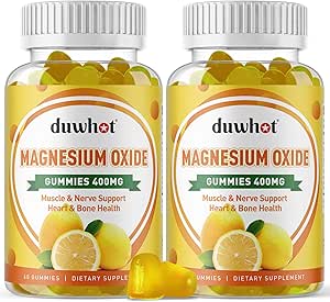 Magnesium Oxide Gummies 400mg, Magnesium Oxide Chewable Supplement for Adults & Kids, Nerve, Muscle, Bone & Heart Support, Non GMO, Pectin, Vegan, 120