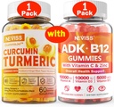 1Pack Turmeric Curcumin Gummies + 1Pack Vitamin ADK ile B12 Gummies