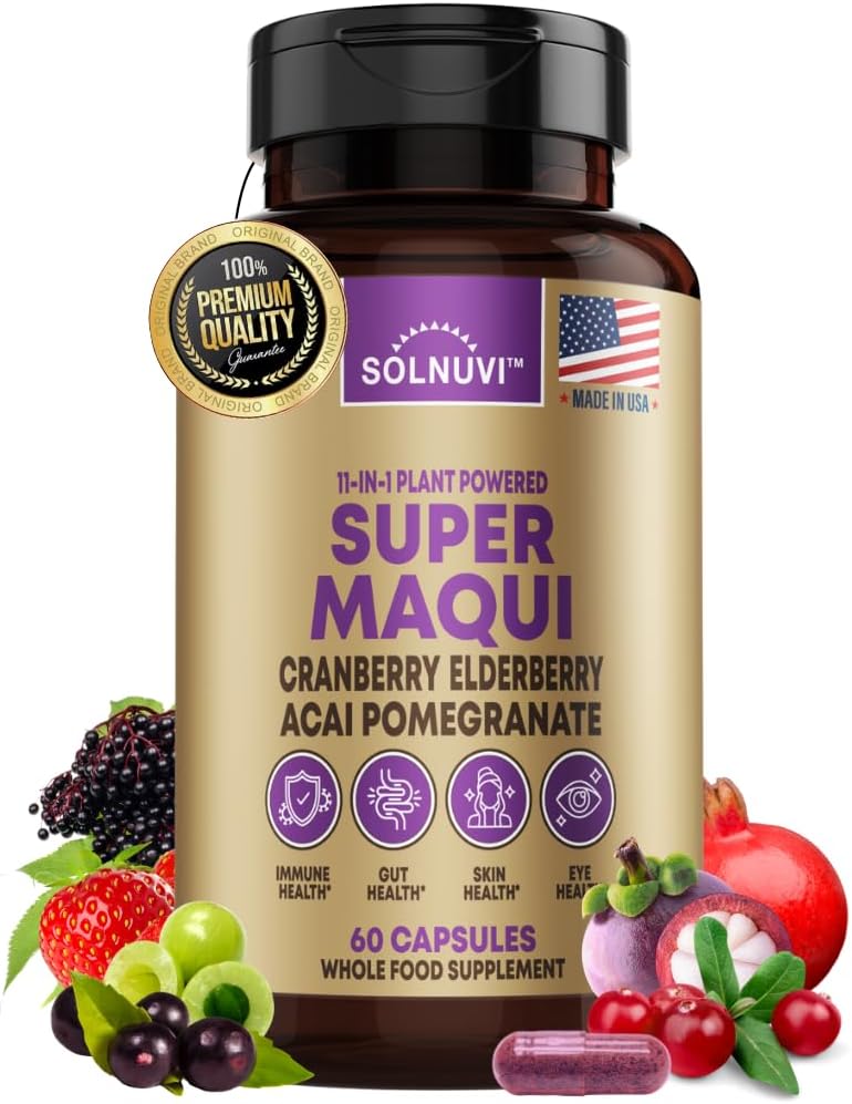 Organik Super Maqui Berry Capsules - Superfood Toz - Yaşlılık, Cranberry, Pomegranate, Acai - Kuru Eye & Tear Support, Gut Health, Skin - 60 Vegan Capsules, Non GMO, Gluten Free Supplement