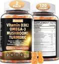 D3 5000iu(12535) + Vitamin K2 (MK7) Algae Omega 3 | En Güçlü Vitamin D3+K2 | Bone, Teeth, Energy, Immune,uba Abpole - Vegan, Sugar Free,120Ct