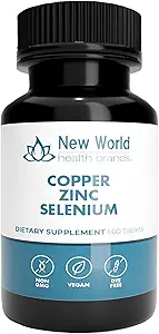 New World Health Brands Copper Çinko Selenium (5 mg, 40 mg, 200mcg) 3 1'de 3 inç | 60 Tablet | Antioksi Koruma, Immune Support, Easy to Swallow