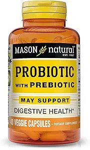MASON NATURAL Probiyotik with Prebiyotik, 40 Day Supply for Normal Digestive Function & Improv Gut Health, 40 Veggie Capsules