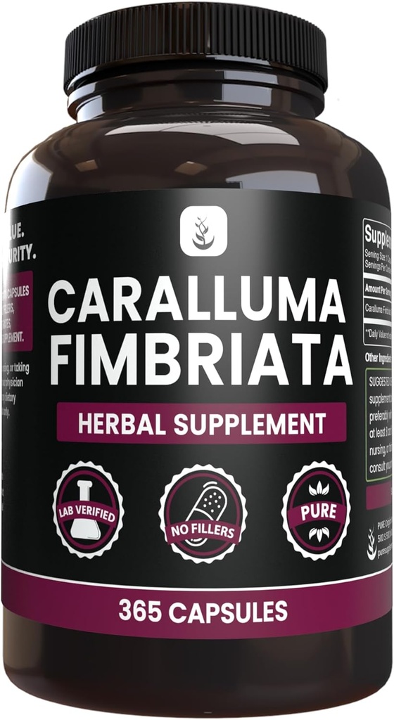 PURE ORIGINAL INGREDIENTS Caralluma Fimbriata (365 Capsules) Hiçbir Magnezyum Or Rice Fillers, Her zaman Pure, Lab