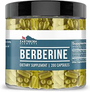 Earthborn Elements Berberine 200 Capsules, Pure & Undiled, No Wordss