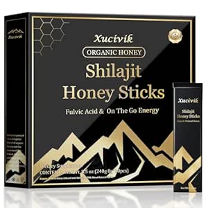 Xucivik Shilajit Honey Sticks, Pure Shilajit Resin με Βιολογικό Μέλι & Σάφρον, Ενισχύστε την Ενέργεια, Ενισχύστε την Ανοσία, Ενισχύστε τη Νοητική Καθαρότητα,Τέλειο για Άνδρες & Γυναίκες,30 Sticks