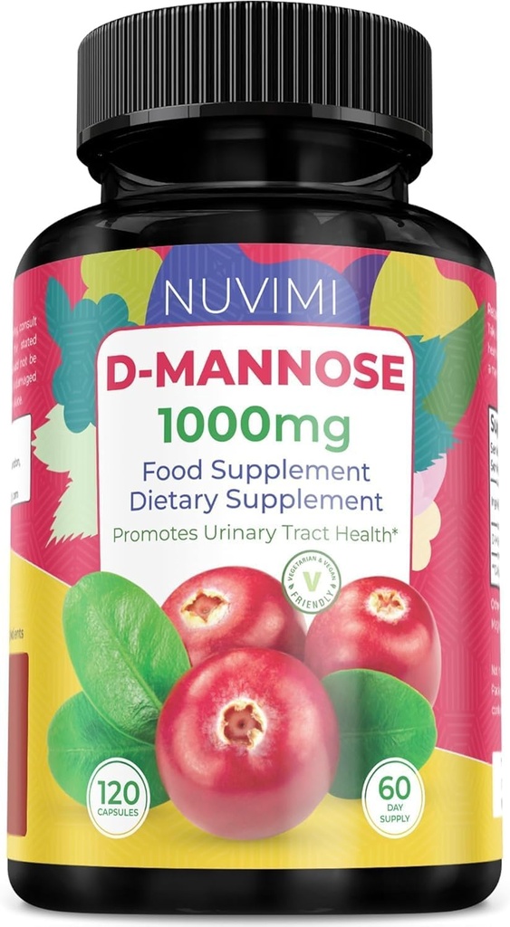 D Mannose 120 Capsules - Dose başına 1000 mg - Diyet Supplement Urinary Tract Health - Natural Vegan UTI Defense