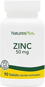 NaturesPlus Zinc - 50 mg, 90 Tablets - Supports Immune Health & Overall Well-Being - High-Potency Amino Acid Chelate Form - Gluten Free, Vegetarian - 90 Servings