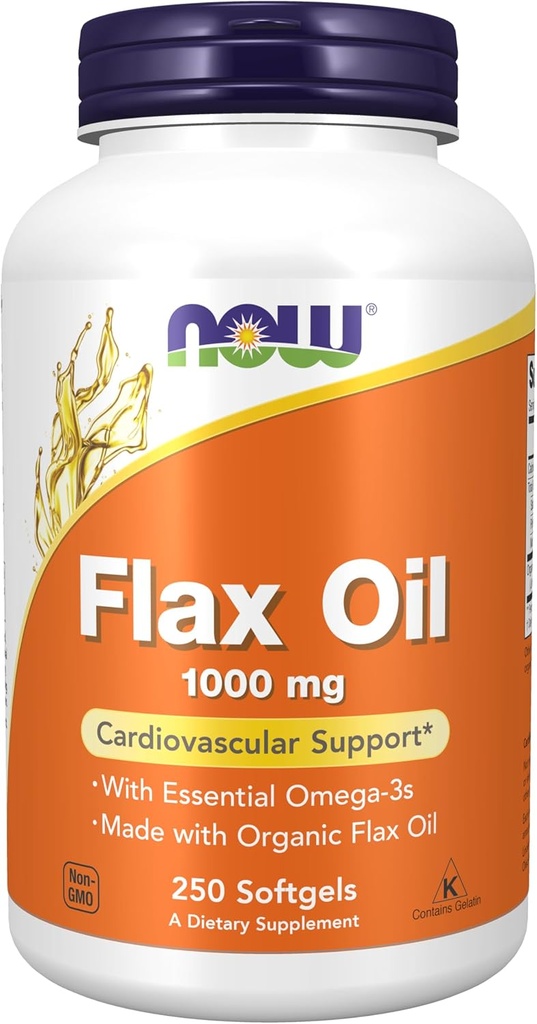 Şimdi Gıdalar Tamamlar, Flax Oil 1000 mg Organik Flax Oil, Cardiovascular Destek*, 250 Softgels